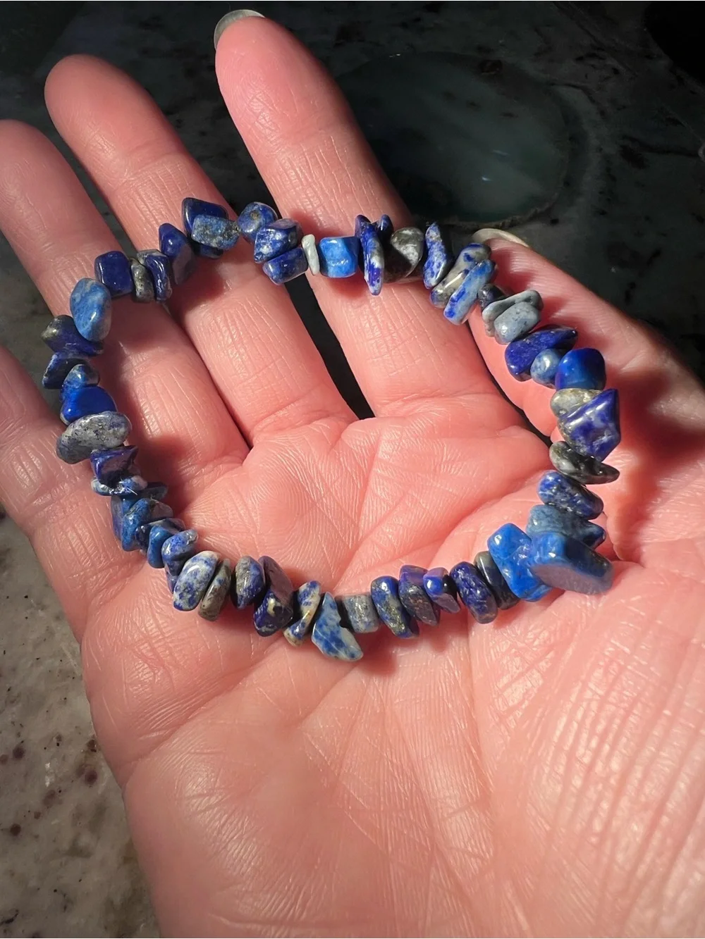 Natural Blue Lapis Chip Stretch Bracelet - Women's Jewelry